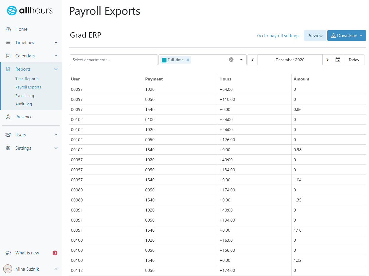 Payroll Export