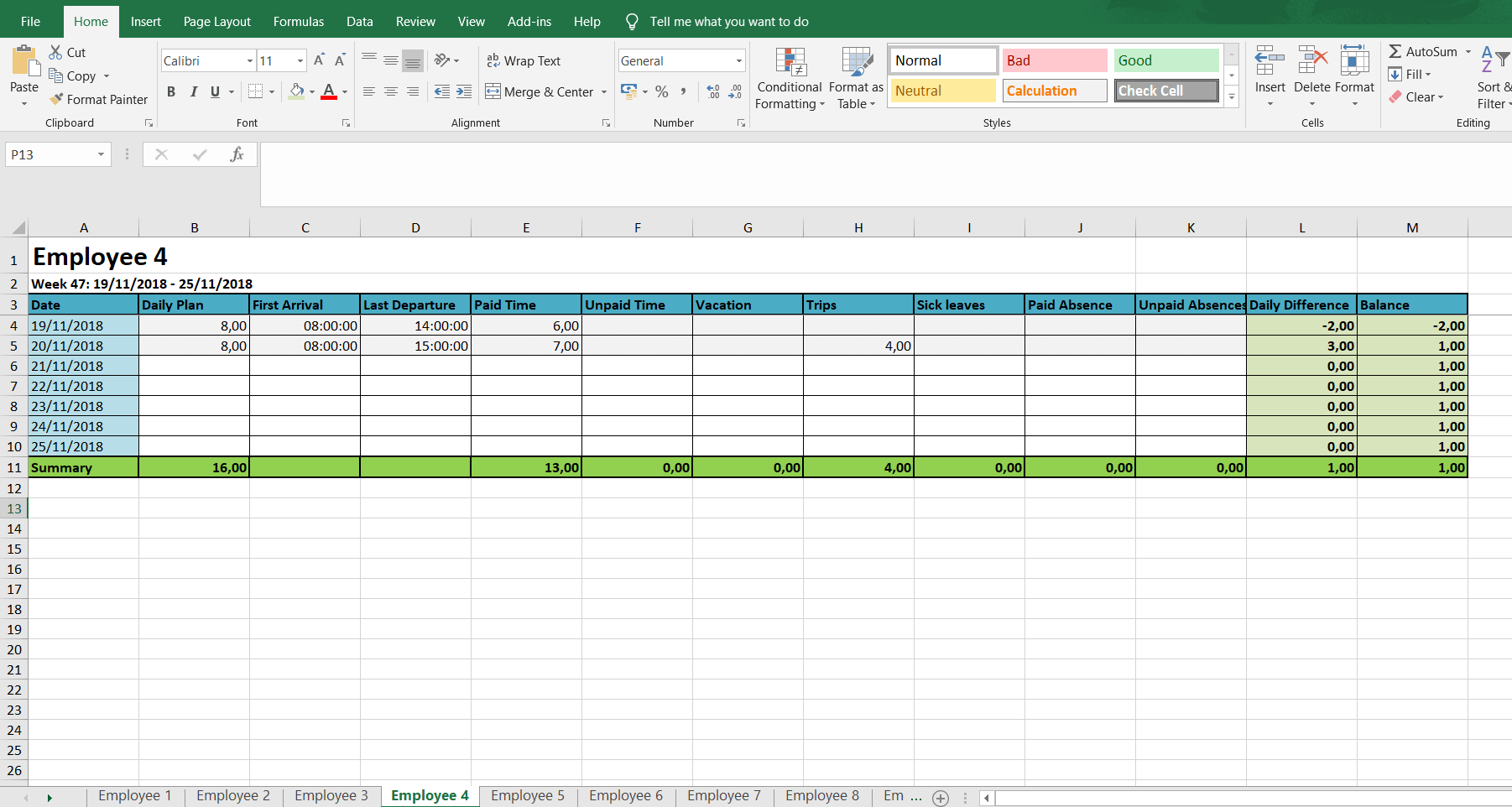 Excel Time Tracking Sheet Template from allhours.com